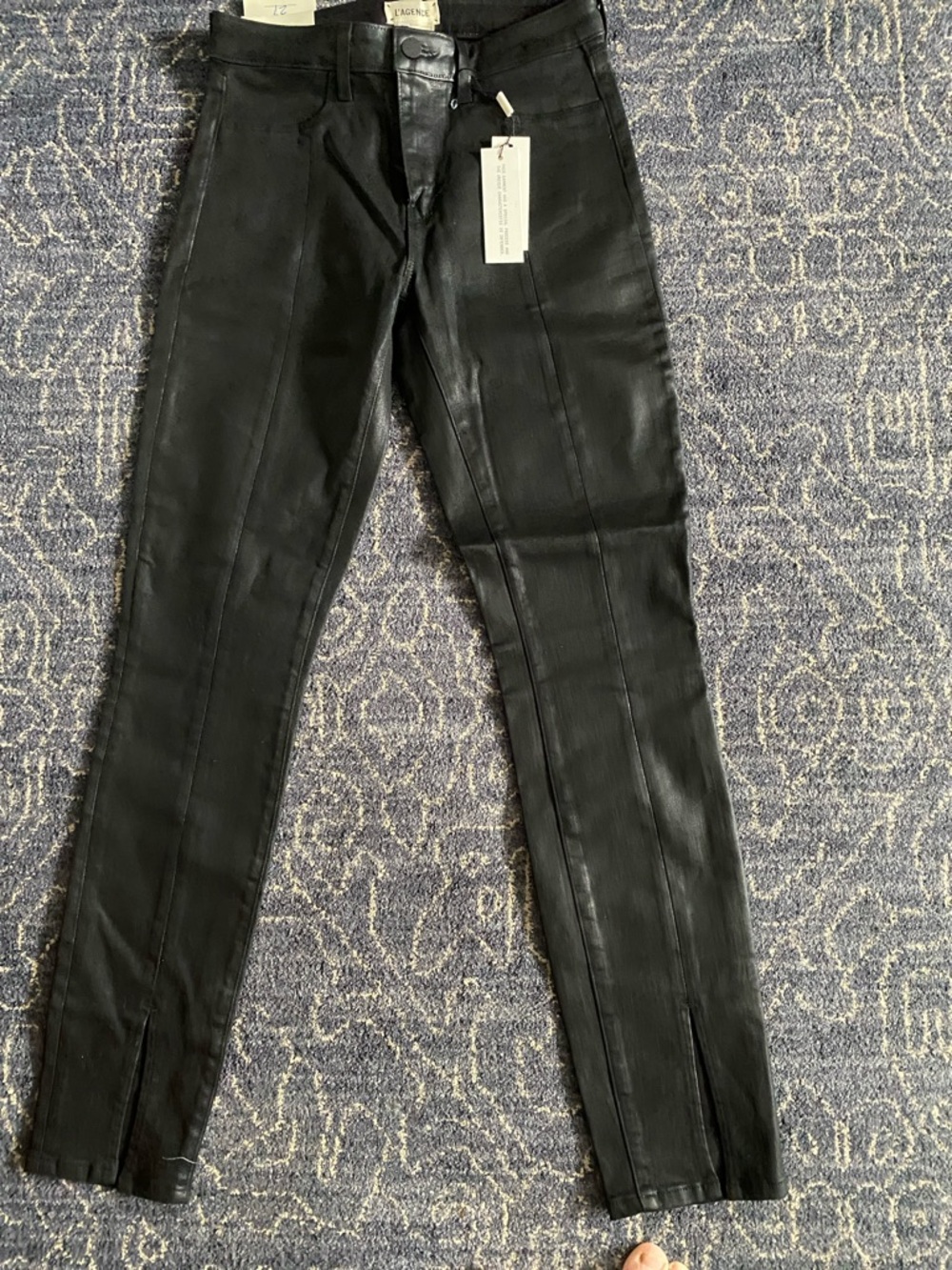 L'AGENCE Black Skinny Leather-Look Jeans
